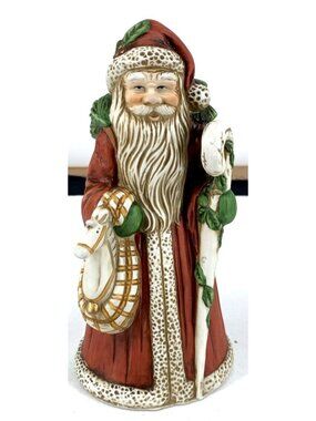 Flambro Music Box Memories of Santa Kris Kringle Musical Porcelain 9.5"
